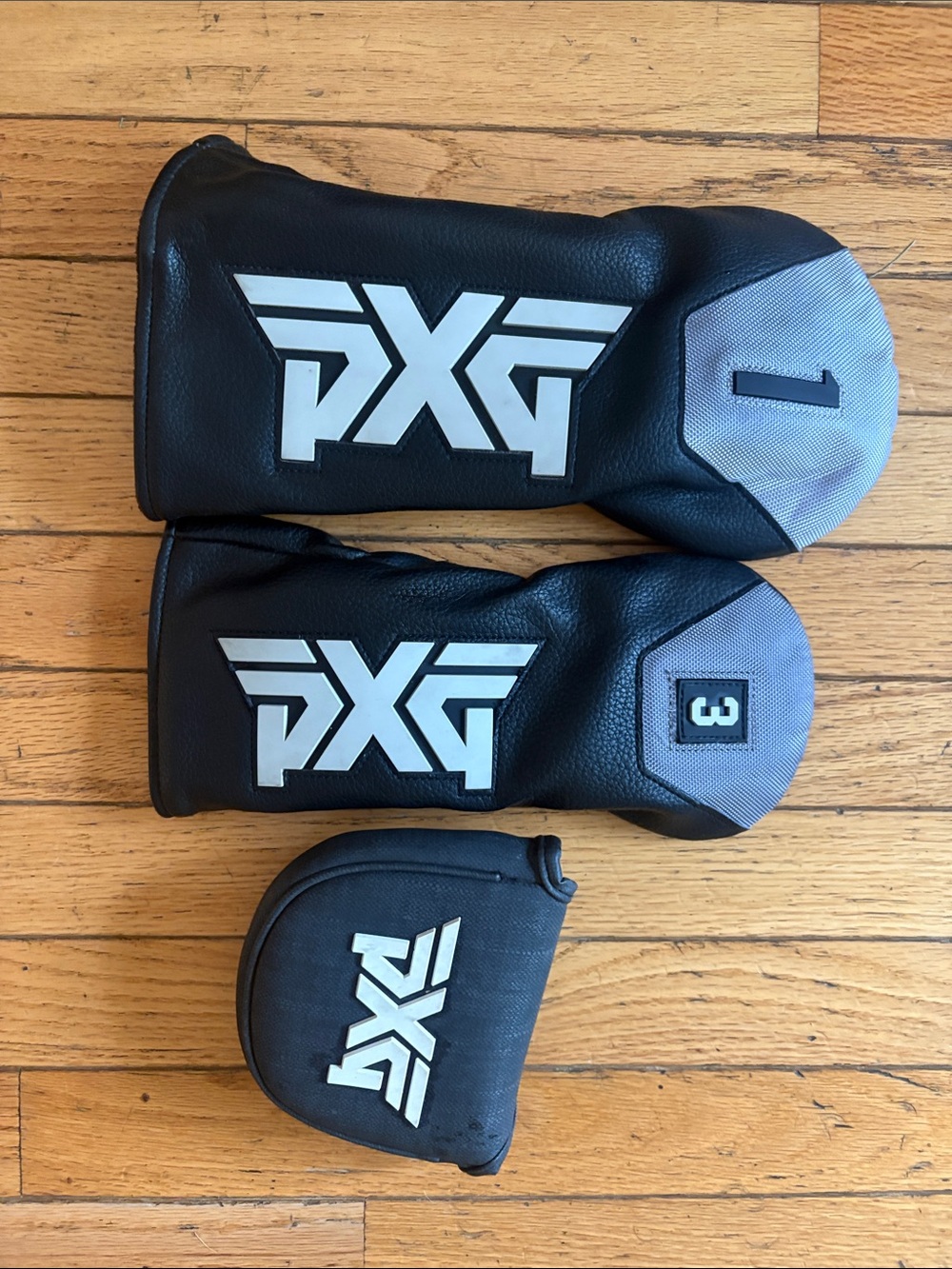 PXG Black and Gray Golf Headcover Set (1, 3 & Putter)